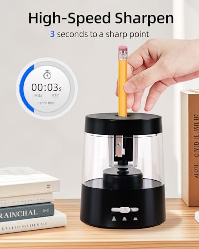 전동 연필깎이, USB 또는 AA 전원 2개, 6-8mm, 블랙 — 사진 5
