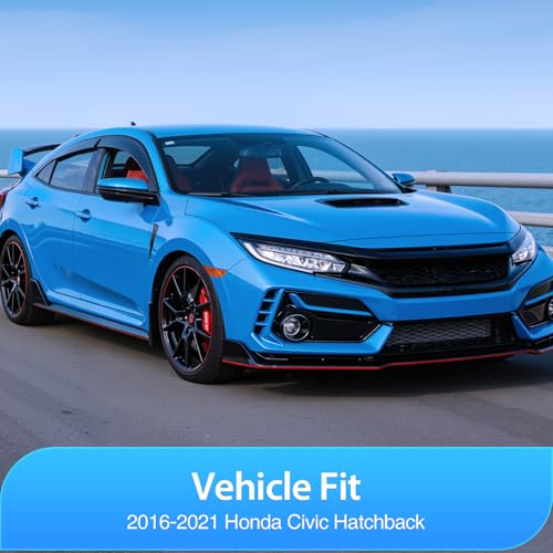 Image of Nilight Tape-On Window Visors for Honda Civic Hatchback 2016-2021, 4PCS | Out-Channel Smoke Rain Guards, Helps Reduce Wind Noise, Fits Honda Civic Hatchback 2016 2017 2018 2019 2020 2021