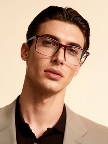 Image of Police Eyewear| Rectangular | Men | Large | Shiny Crystal Red Acetate Frame