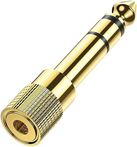 Akls HEADPHONE ADAPTER PREMIUM QUALITY GOLD, STEREO 3.5mm (Small Socket) To 6.35mm (Big 1/4 inch Jack Plug) For DJs, Earphones And Audio Connections