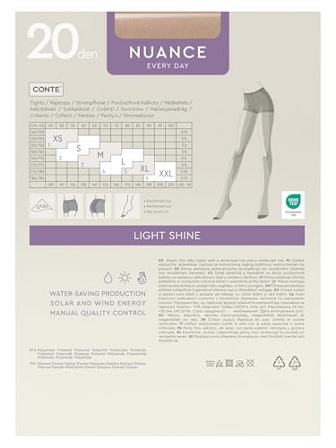 Image of Conte Control Top Tension Sheer Pantyhose Tights with Silky Matte Effect Nuance 20 Den