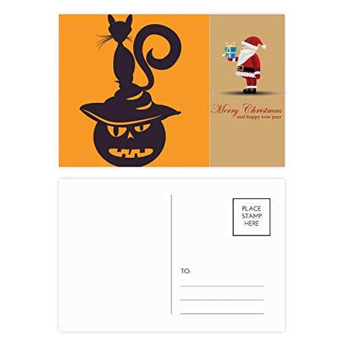 Cartes postales Halloween et Noël avec chat et citrouille | Lot de 20