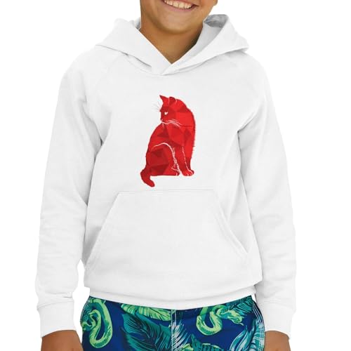 Sweat à capuche enfant chat rouge art moderne vêtement graphique