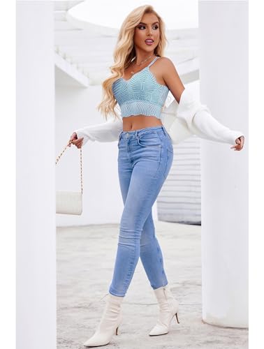 Image of Avidlove Lace Bralette for Women V Neck Camisoles Racerback Adjustable Strap Crop Top