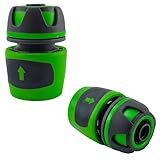 Riegopro Lot de 2 connecteurs rapides pour tuyau d'arrosage bi-composant antidérapant 15 mm Sans Aquastop