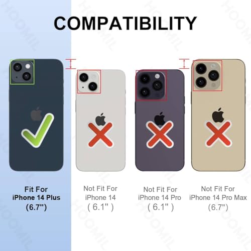 Image of HOOMIL Case for iPhone 14 Plus 6.7-Inch, Non-Yellowing, Drop Protection, Anti-Scratch Transparent Hard Back Phone Cover - Dark Purple