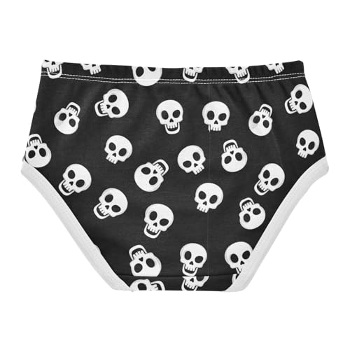 Toddlers Underwear Floral 2t Cotton Girl Panties Cute Animal Briefs Kids Undies Cartoon White Skulls Black Eye2