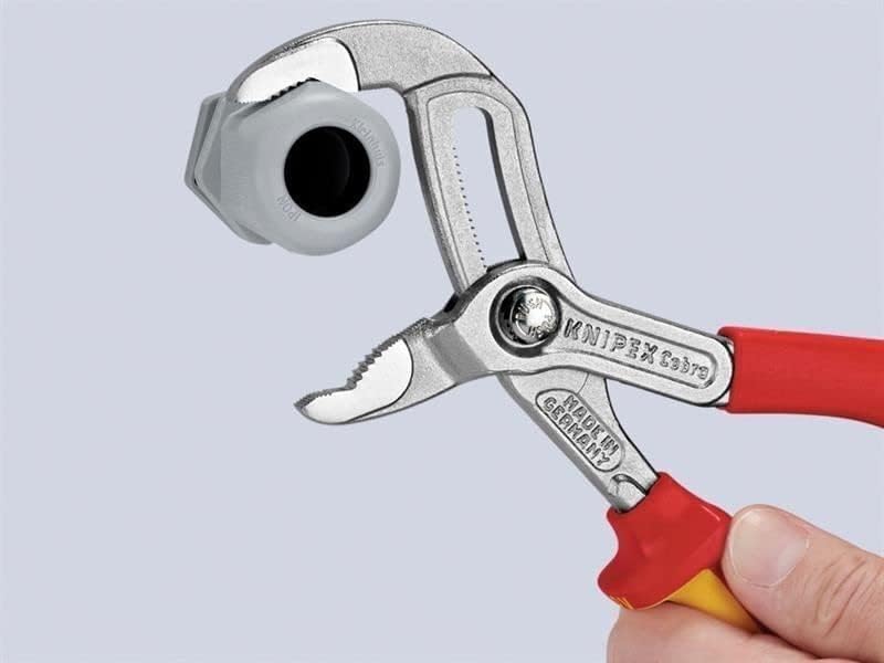Knipex Cobra VDE Szczypce nastawne do rur nowej generacji, izolowane chromowane, z wielokomponentowymi nasadkami, izolowane VDE 250 mm, karta do sprzedaży w systemie (samoobsługi/blister) 87 26 250 SB