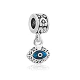 Sexy Sparkles Two Sided Blue Evil Eye Protection Dangle Charm Jewelry Bead Fits European Compatible Bracelets