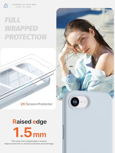 GOODVISH Etui 3 w 1 do iPhone'a 16e, płynny silikon 2025 z 2 pokrowcami ekranu HD, antypoślizgowe, smukłe, żelowe