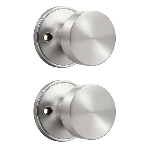 Probrico Brushed Nickel Closet Door Knobs, Half Dummy Door Knobs, Interior Door Handles Single Side, 2 Pack