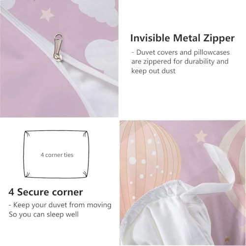 Housse de couette montgolfière réversible pour envelopper les nuits de votre bébé de douceur blush