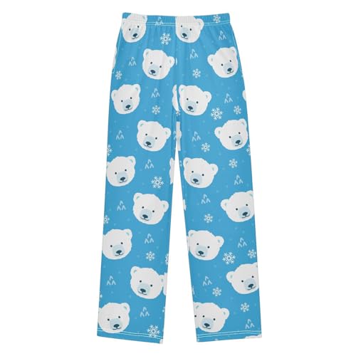 Boys' Pants Polar Bear Snowflake Blue Long Bottoms Jogger Pants Elastic Waist Trousers with Pockets S-XL