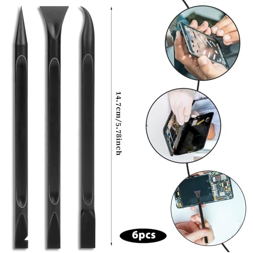 Plastic Scraper Tool, 6 Pcs Non-Scratch Crevice Cleaning Tool Pen-Shaped Scraper for Cleaning Car Detailing Tools for Tight Spaces, Kitchen, Stickers, Labels, Oil Stains, Food, Dirt (Black) - Image 2