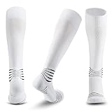 YOETEY Fußball Socken 1 Paar, Anti-Rutsch Fußballsocken Kinder Fussball Socken Männer, Kniehohe Sportsocken für Fußball Training (Weiß 35-39)