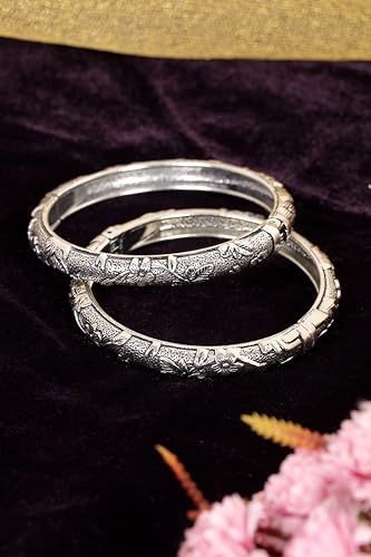 Indian Designer Fashion Handmade Traditional Ethnic Silver Oxidized Bollywood Kada Open Bracelet Bangles3