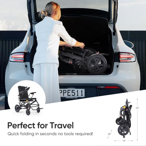 Image of Lightweight Electric Wheelchair for Adults, Dual Motor Portable Folding Power Wheelchair, Motorized Wheelchair, Daily Living & Airline Approved for Travel