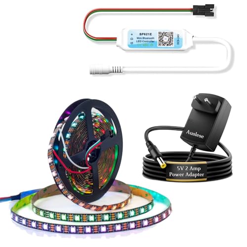 Image of SP621E Pixel Kit Bluetooth LED Controller with Music Sync + DreamColor WS2812B 5M Addressable RGB LED Strip for DIY Smart Home PC Lighting