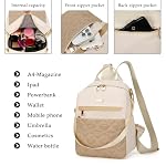 Rucksack Damen Klein Elegant Cityrucksack 2 in 1 Damenrucksack Anti Diebstahl Schultertasche Nylon Rucksacktasche Kleiner Handtasche Tagesrucksack für Reise Arbeit Schule (Khaki) – Bild 4