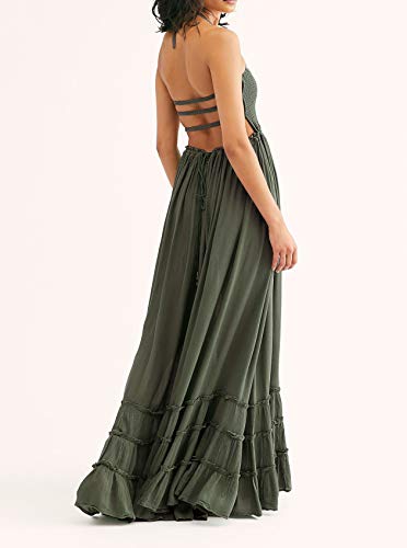 R.Vivimos Womens Summer Boho Sexy Backless Long Dresses