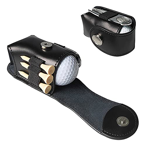 Zwbfu Bolsa de couro para bola de golfe Suporte para bolsa de bola de golfe de bolso com 2 bolas, 3