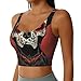 Women Girls Yoga Bras U-Shaped Back Comfortable Sweat Vest with Pads Elastic Sportswear for Gym Fitness, for Day Dead Dog Sugar Skull Flower Art