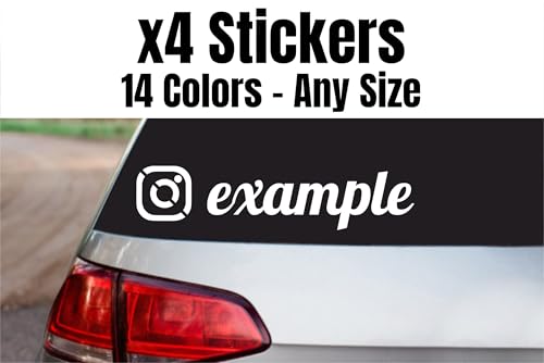 Set di 4 adesivi di qualità 3M profilo Instagram 100% personalizzabile per bicicletta, casco, auto, moto, ecc.