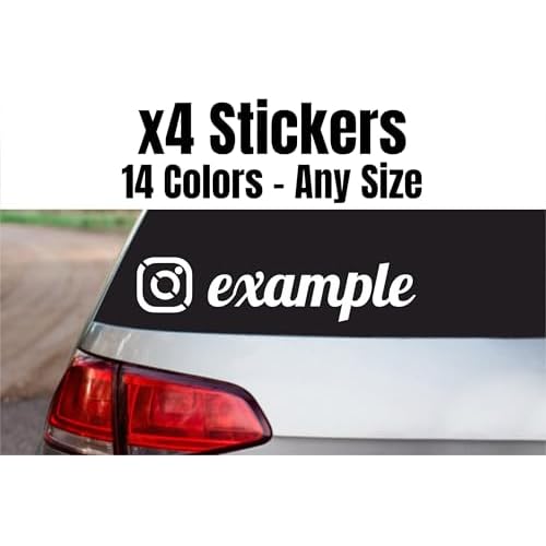 Lote de 4 pegatinas de calidad 3 m, perfil de Instagram, 100 % personalizables para bicicleta, casco, coche, motocicleta...