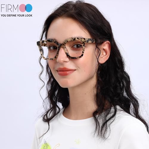 Image of Firmoo Oversized Blue Light Glasses for Women Men Large Frame Anti Eyestrain & UV Protection Computer Gaming Blue Blocker Eyeglasses(Pattern)