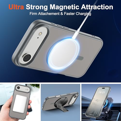 Image of SUPFINE Magnetic for iPhone Air Case (Compatible with MagSafe)(Military Grade Drop Protection) Slim Translucent Matte Shockproof with Anti-Fingerprint Phone Cover for 17 Air,Gray