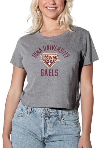 Iona College Official Gaels Logo Women's Crop Top T-Shirt, Athletic Heather, Large