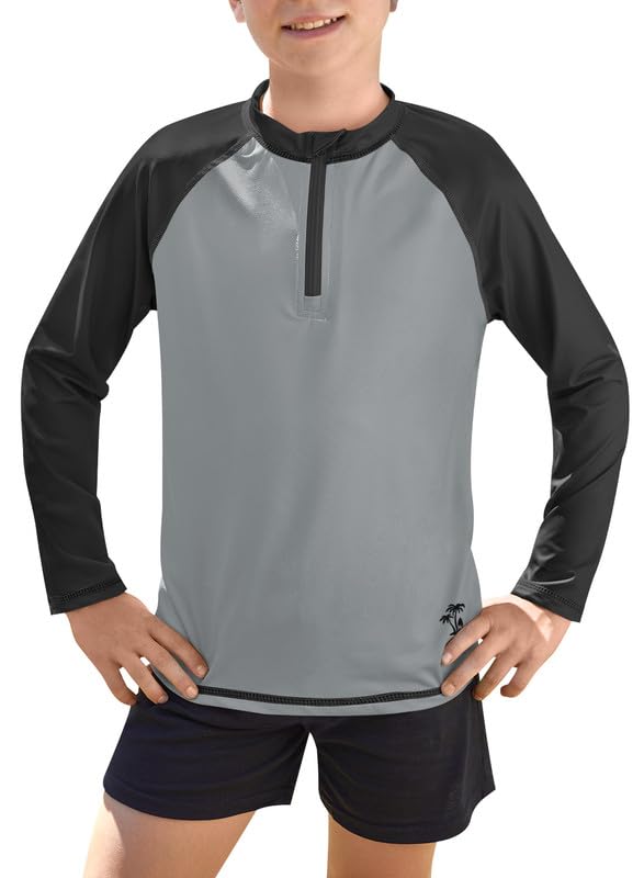 BesserBayBoys UPF 50+ Long Sleeve Rash Vest Quick Dry 1/4 Zip Sun Protection Swimwear Tops 3-12 Years