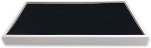 Miniatura 3 de Bandeja de exhibición de anillos de espuma para 144 unidades (bandeja blanca, espuma negra) 1 paquete (14 pulgadas x 8 pulgadas x 1 pulgadas)