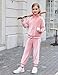 Zaclotre Girls' Clothing Sets Velour Sweatsuits Zipper Up Sweatshirt and Sweatpants Kids Fall Fashion Outfits Pink 8-9Y