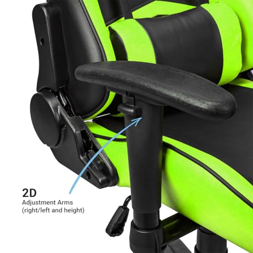 Image of Ant Esports 9077 Ergonomic Gaming Chair, Multifunctional Gaming Chair with Premium PU Leather Upholstery, 2D Armrest, Integrated Neck and Lumbar Support, & 180 Recline - Back & Green