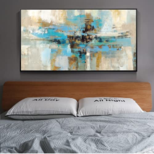 Toile moderne abstrait turquoise graffiti pour habiller un grand mur vide de chambre