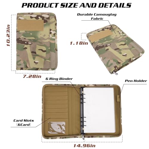 Carnet militaire rechargeable A5 papier tactique avec fermeture éclair