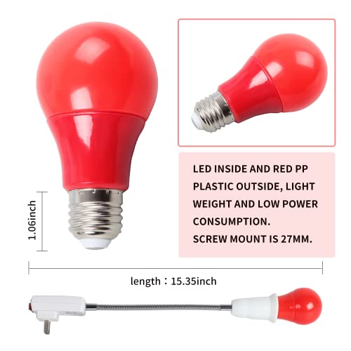 eTone Darkroom Safe Light Lamp E27 LED Screw Mouth Wall Light 360 Degree Desk Light with Switch - Thumbnail 3