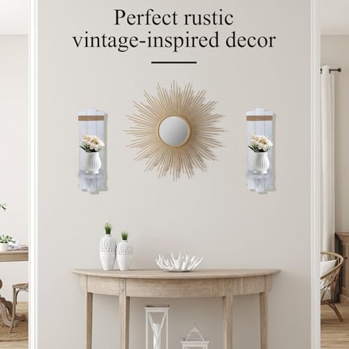 Farmhouse-Wall-Decor-Candle-Sconces-2-Pcs-Rustic-Scandinavian-Handmade-Wooden-Wall-Mount-Candle-Holders-for-Bedroom-Living-Room-Bathroom-Home-Hanging-Art-Decorations-Accessories-Gifts-Grayish-White Farmhouse Wall Decor Candle Sconces 2 Pcs Rustic Scandinavian Handmade Wooden Wall Mount Candle Holders for Bedroom Living Room Bathroom Home Hanging Art Decorations Accessories Gifts Grayish White
