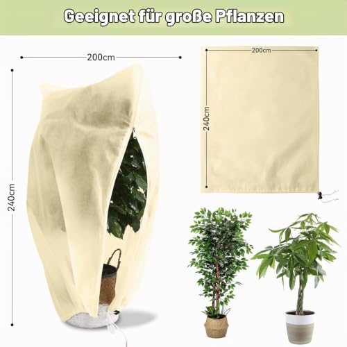 1pc Winterschutz Kübelpflanzensack, 200x240 cm Winterschutz für Pflanzen – Ansicht 2