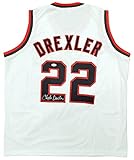 Clyde Drexler Autographed White Basketball Jersey JSA Stock #197005