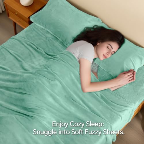 Image of BEDELITE Flannel Sheet Set, California King Size, Haze Blue, 4 Pieces