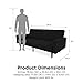 DHP Paxson 79 Inch Futon Sofa Bed, Upholstered Couch Sleeper with Diagonal Tufting, Mid-Century Modern, Black