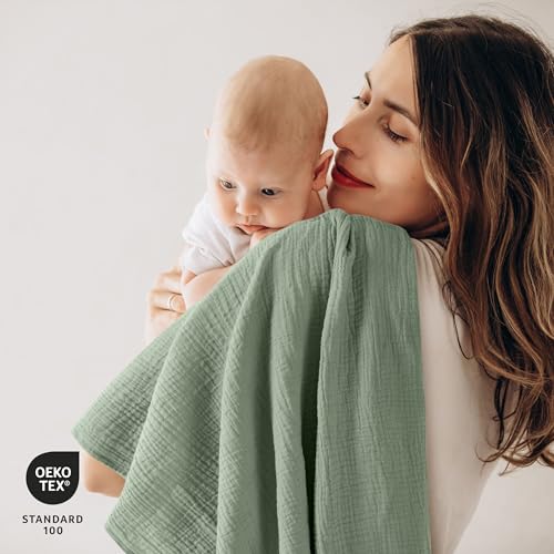 Image of Muslin Swaddle Blankets for Baby Girls and Boys, 4 Pack Breathable and Skin-Friendly Newborn Receiving Blanket, 100% Cotton Swaddle Wrap, Essentials Infant Shower Items, Toddler Gift