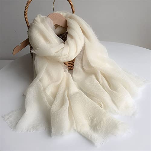 200 Counts Wool Scarf for Women Winter Lightweight Pure Handmade Silk Scarves Ladies Fashion Shawl, 190x90cm (Color : Beige, Size : 90x190cm)