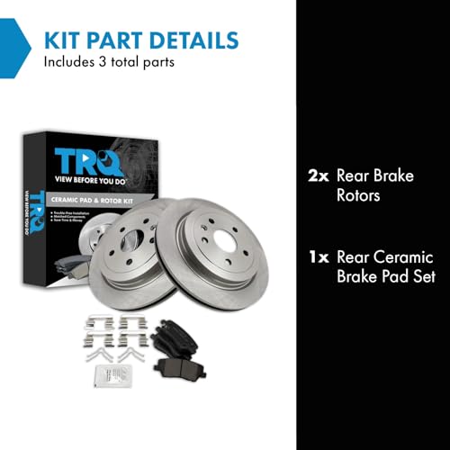 Image of TRQ Rear Brake Pad and Rotor Set Ceramic Compatible with 2014-2018 Cadillac CTS