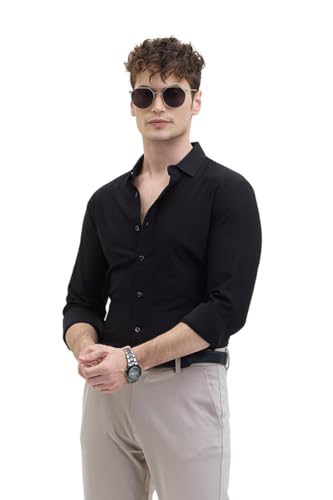 Image of SNITCH PSF Mens Shirts | Slim Fit Design | Poly Blend Fabric, Classic Spread Collar & Full Sleeves, Versatile for Casual & Formal Wear