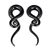 Oyaface 2pcs Glass Spiral Ear Plugs Expander Tunnels Black Ear Piercing Jewelry 10MM 00G Gauges