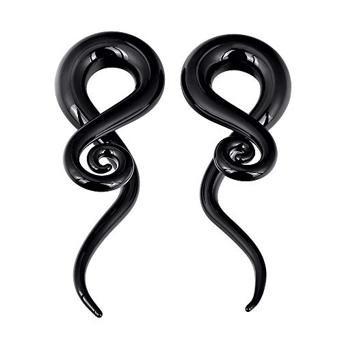Oyaface 2 PC Glass Ear Tapers Plugs 4G-14mm Teardrop Spiral Gauges Piercing Jewerlry Set