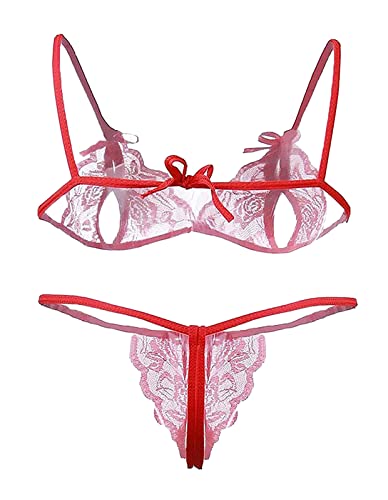 Image of Xs and Os Lace Bra Panty Peek-A-Boo Lingerie Set